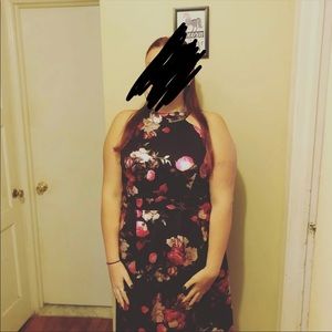 black floral dress great for homecoming